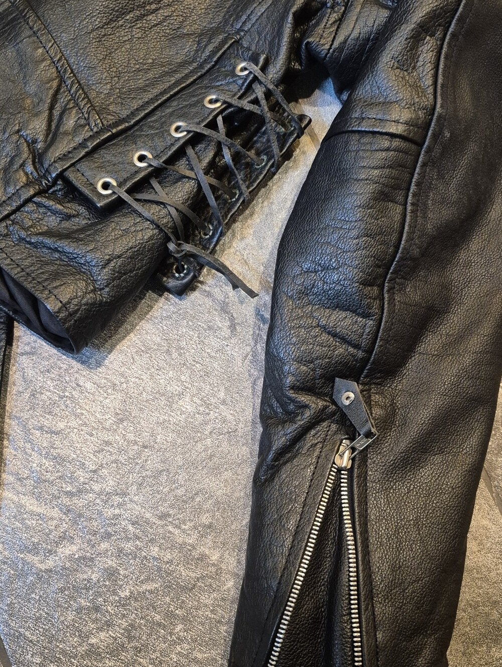Classic Black Leather Biker Jacket - Women - Picture 4 of 8